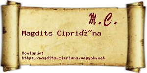 Magdits Cipriána névjegykártya